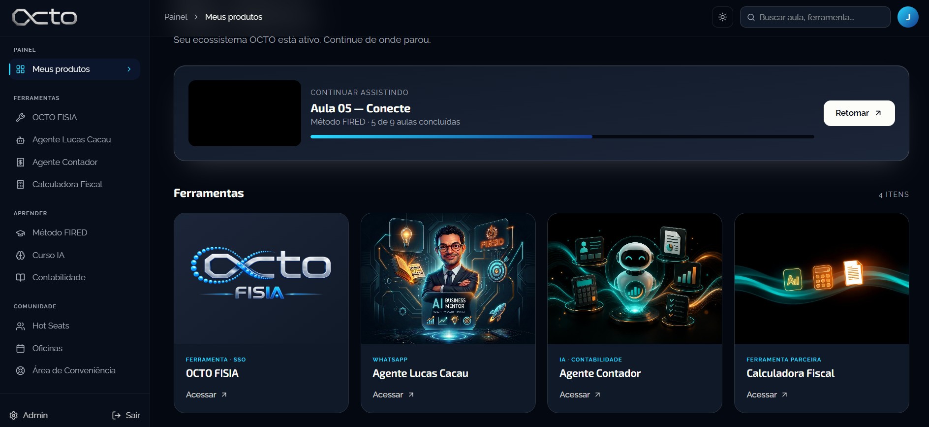 Plataforma OCTO — painel de produtos